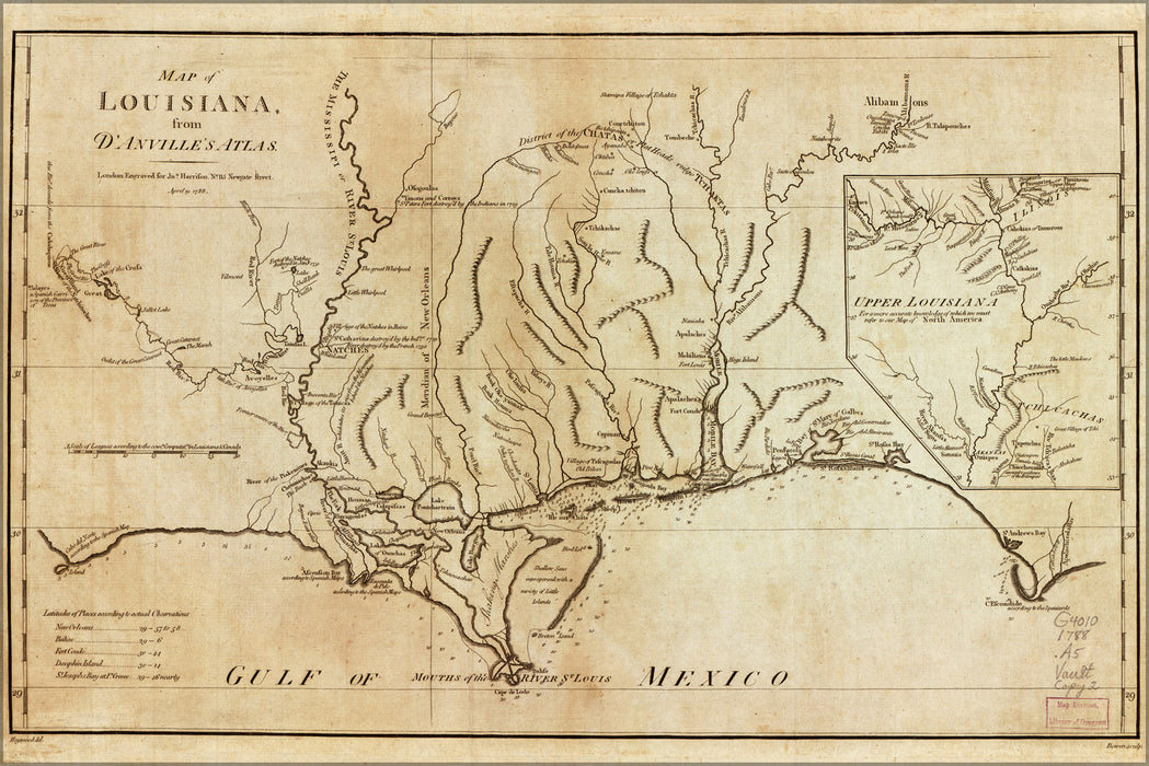 Poster, Many Sizes Available; Map Of Louisiana 1788