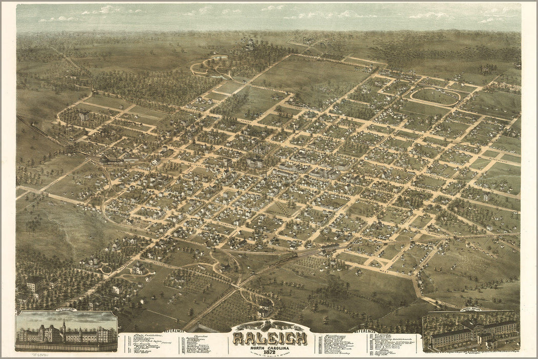 Poster, Many Sizes Available; Birdseye View Map Of Raleigh, North Carolina 1872