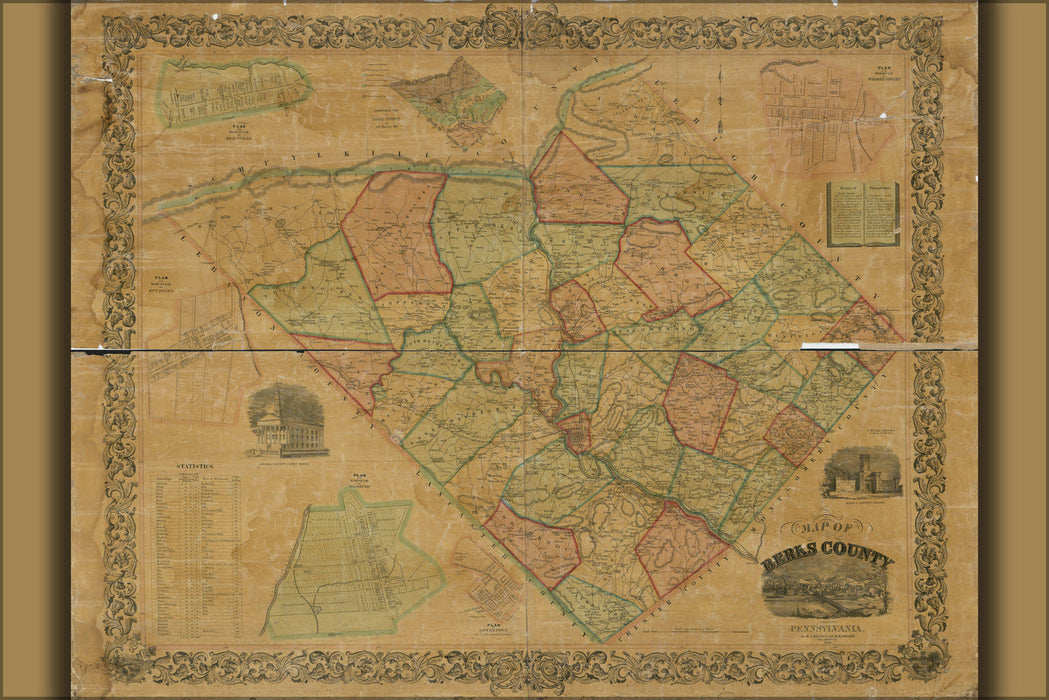 Poster, Many Sizes Available; Map Of Berks County, Pennsylvania 1854