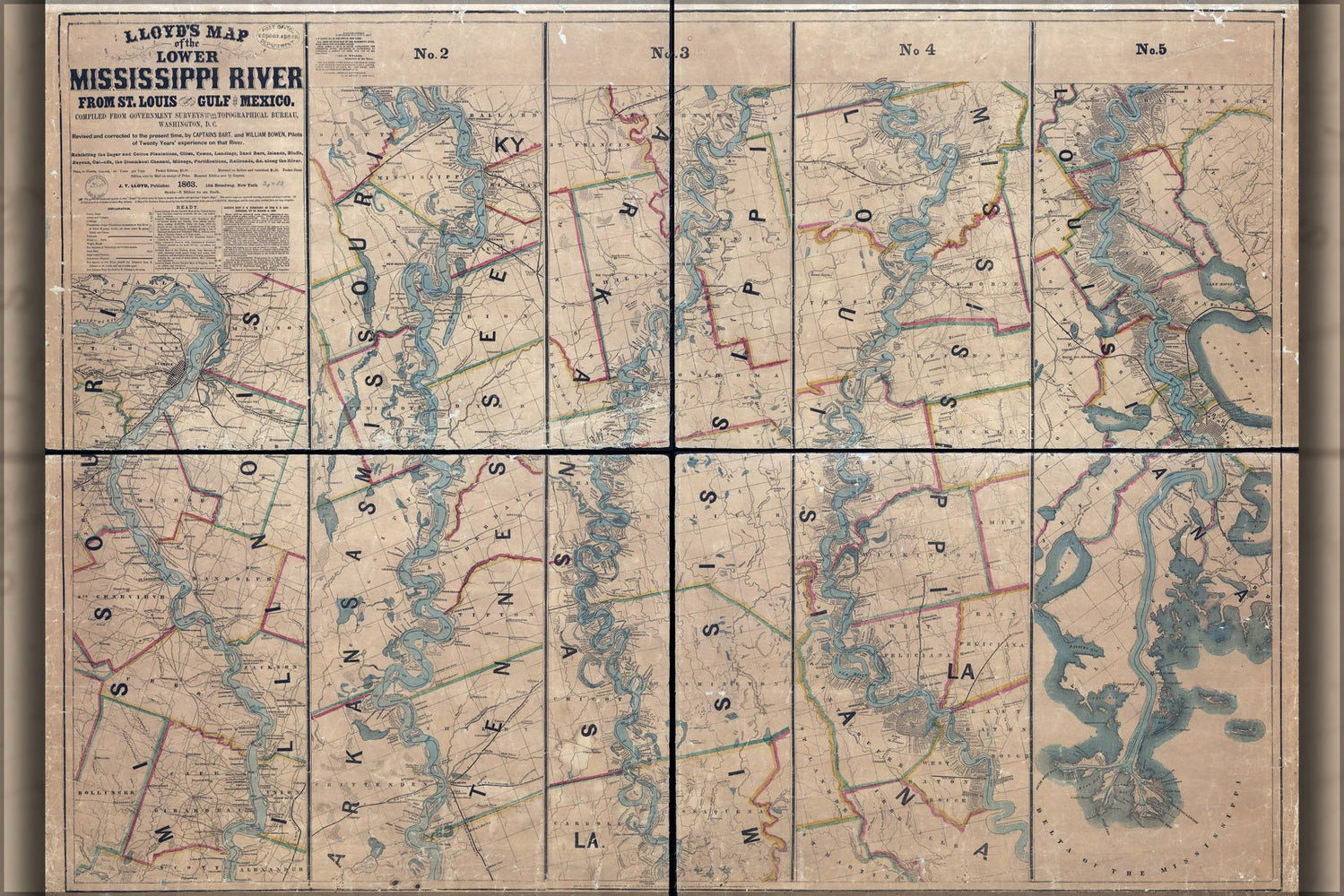 Poster, Many Sizes Available; Map Of Lower Mississippi River 1863