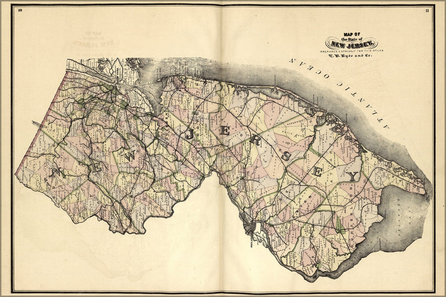 Poster, Many Sizes Available; Map Of The State Of New Jersey 1877