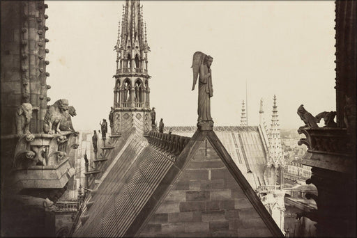 Poster, Many Sizes Available; Notre Dame, Paris, France. Roofs, Statuary, And Gable 1860