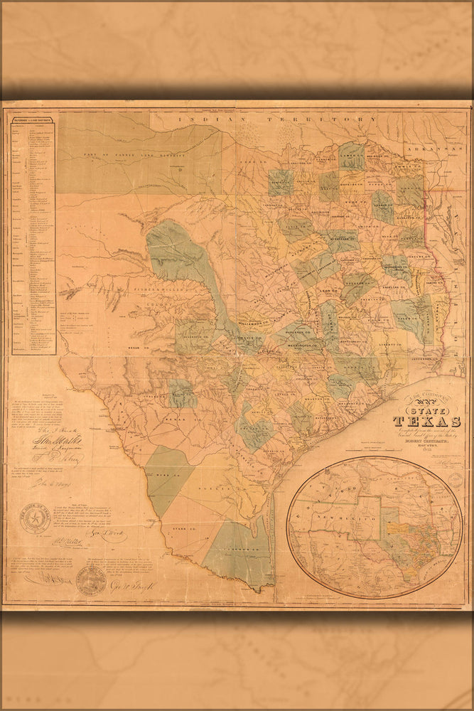 Poster, Many Sizes Available; Map Of The State Of Texas 1853 P2