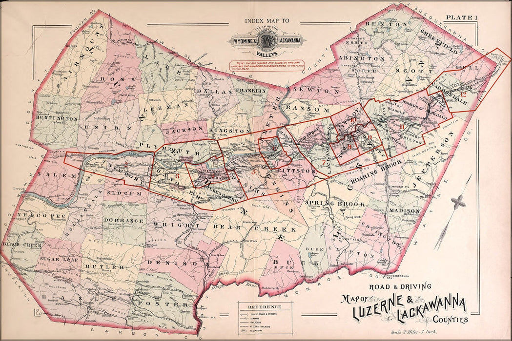 Poster, Many Sizes Available; Map Of Luzerne And Lackawanna Pennsylvania 1894