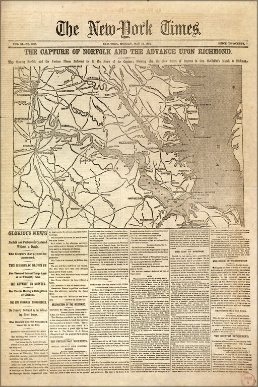 Poster, Many Sizes Available; Nyt 1862 Norfolk & Richmond, Virginia Operations