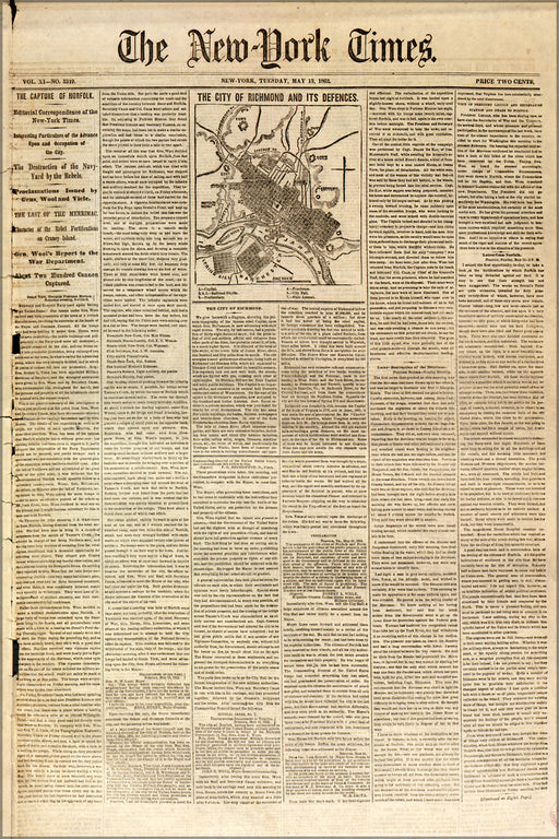 Poster, Many Sizes Available; Nyt 1862 Richmond, Virginia And Its Defenses