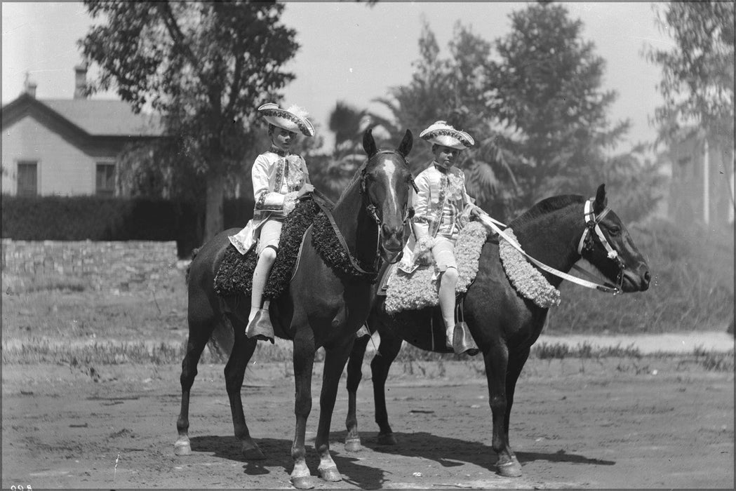 Poster, Many Sizes Available; La Fiesta De Los Angeles 1903, 2 Boys On Horses, 1903 (Chs-998) #031715