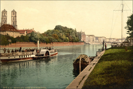 Poster, Many Sizes Available; Oder River, Cathedral Island, Wroclaw, Poland 1890 Steamboat