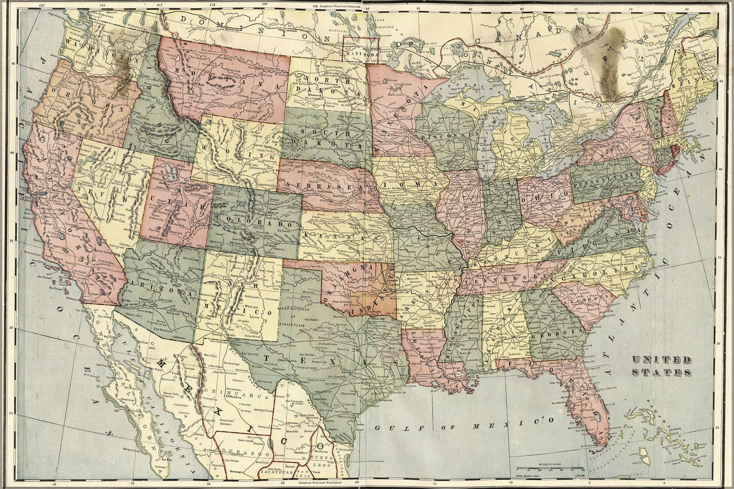 Poster, Many Sizes Available; Map Of The United States Of America  1899