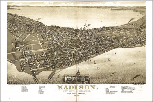 Poster, Many Sizes Available; Map Of Madison, Wisconsin 1885 P2