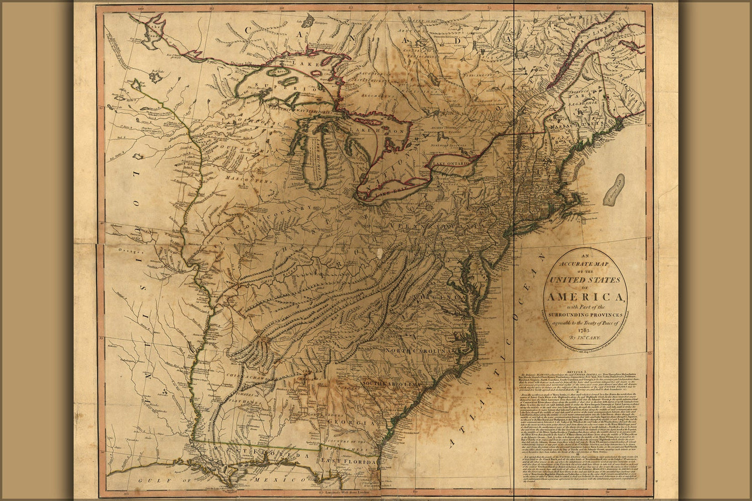 Poster, Many Sizes Available; Map Of The United States Of America 1783