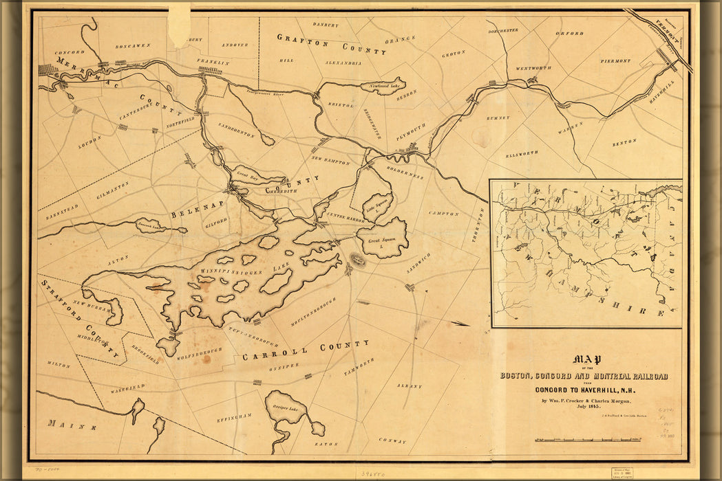 Poster, Many Sizes Available; Map Of Boston Concord Railroad New Hampshire 1845