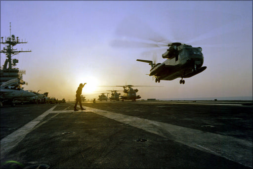 Poster, Many Sizes Available; Sikorsky Rh-53D Sea Stallion Helicopters Uss Nimitz (Cvn-68)