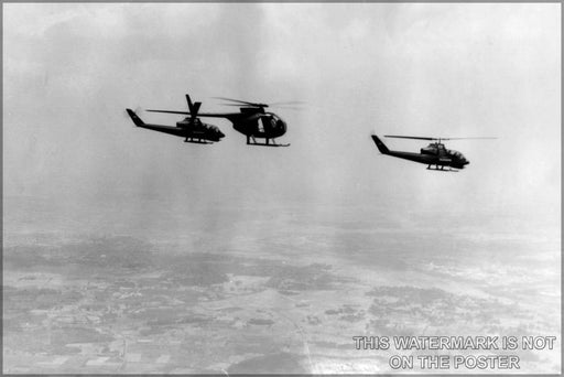 Poster, Many Sizes Available; Oh-6 Cayuse (Nicknamed Loach And Ah-1G Cobras Patrol Vietnam