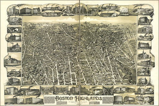 Poster, Many Sizes Available; Map Of Boston Highlands, Massachusetts 1888