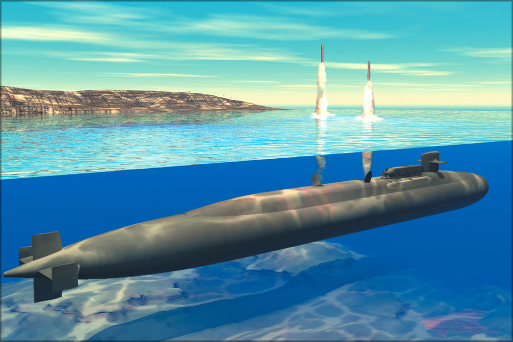 Poster, Many Sizes Available; Ohio-Class Submarine Launches Tomahawk Cruise Missiles (Artist Concept)