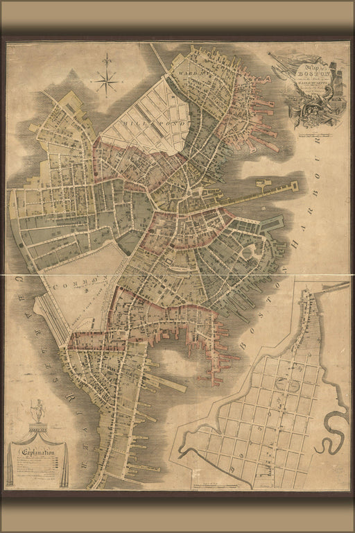 Poster, Many Sizes Available; Map Of Boston, Massachusetts 1814