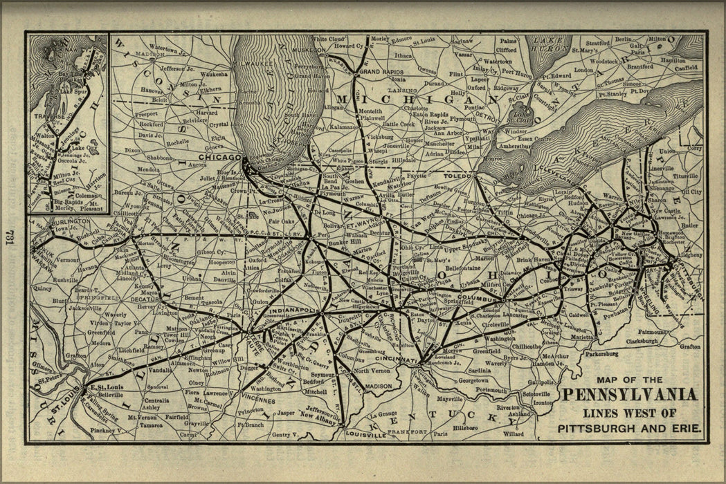 Poster, Many Sizes Available; 1901 Poor'S Pennsylvania Railroad Lines West