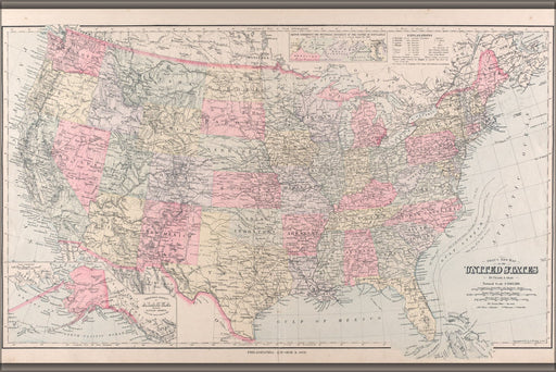 Poster, Many Sizes Available; Map Of The United States Of America 1891