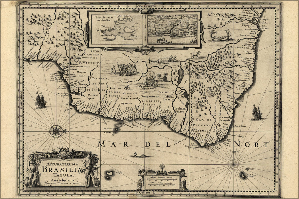 Poster, Many Sizes Available; Map Of Brazil 1630