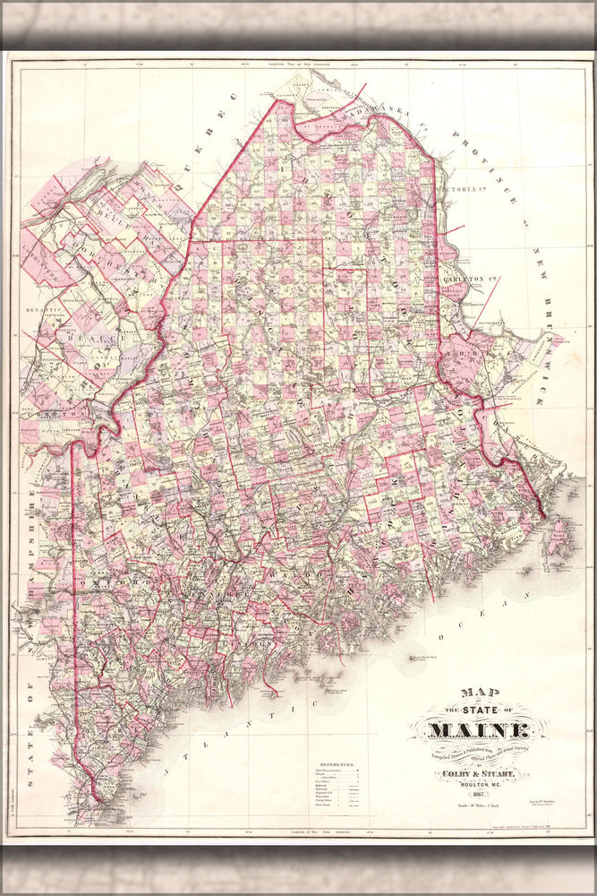 Poster, Many Sizes Available; Map Of Maine 1886