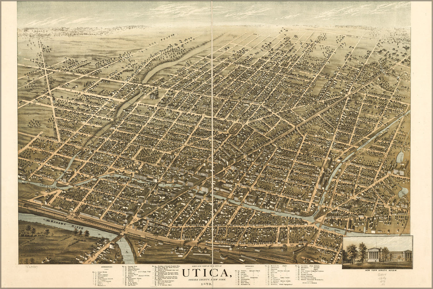 Poster, Many Sizes Available; Birdseye View Map Of Utica, New York 1873