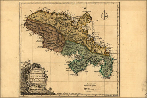 Poster, Many Sizes Available; Map Of Martinico Martinique 1768