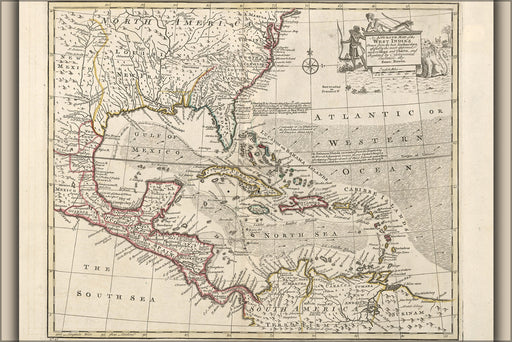 Poster, Many Sizes Available; Map Of The West Indies Cuba Florida Mexico 1752