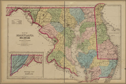 Poster, Many Sizes Available; Map Of Maryland, Delaware Washington D.C. 1878