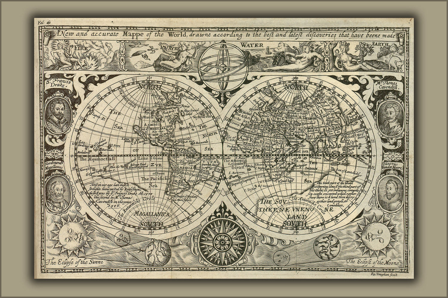 Poster, Many Sizes Available; Map Of The World 1628