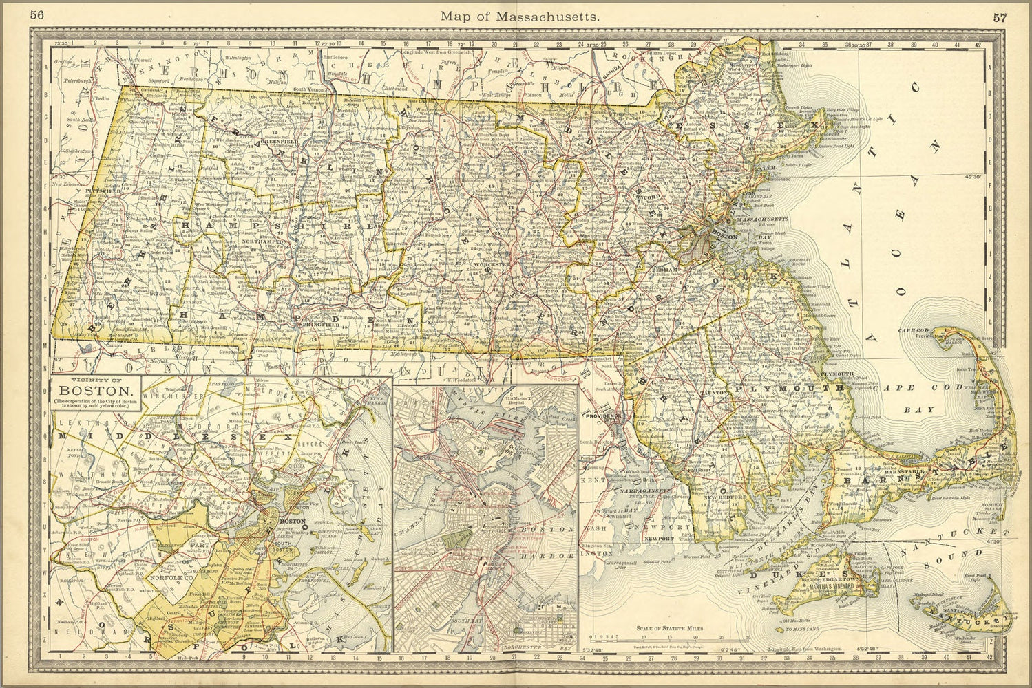 Poster, Many Sizes Available; Map Of Massachusetts 1881