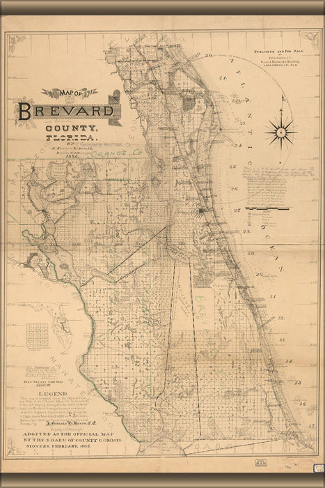 Poster, Many Sizes Available; Map Of Brevard County, Florida  1893