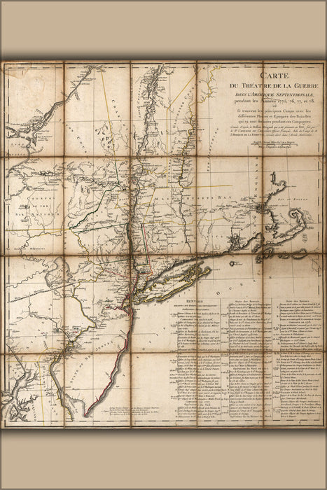 Poster, Many Sizes Available; Map Of Massachusetts New Jersey New York  1775 - 1778 In French