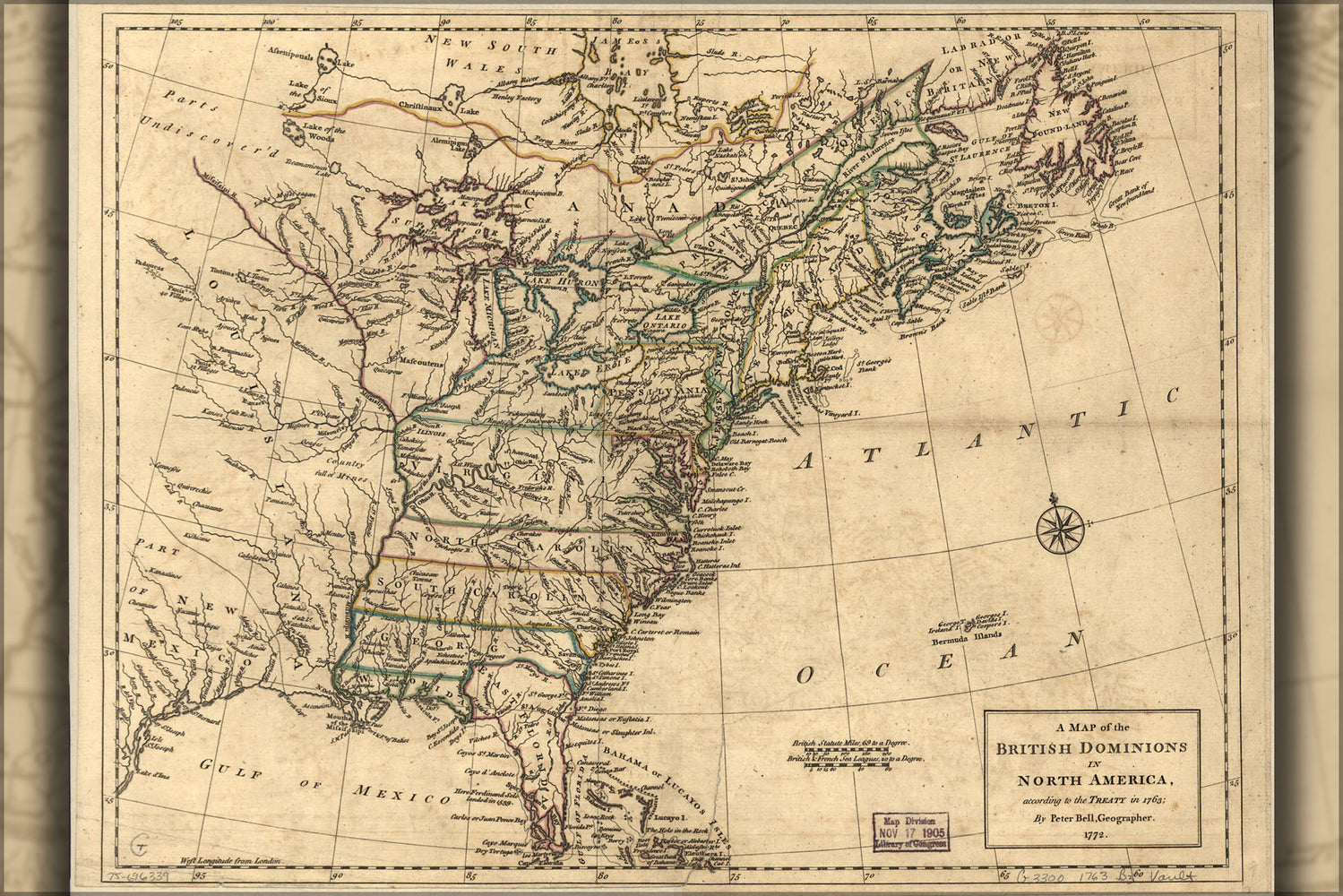 Poster, Many Sizes Available; Map Of British Colonies Pre United States 1772