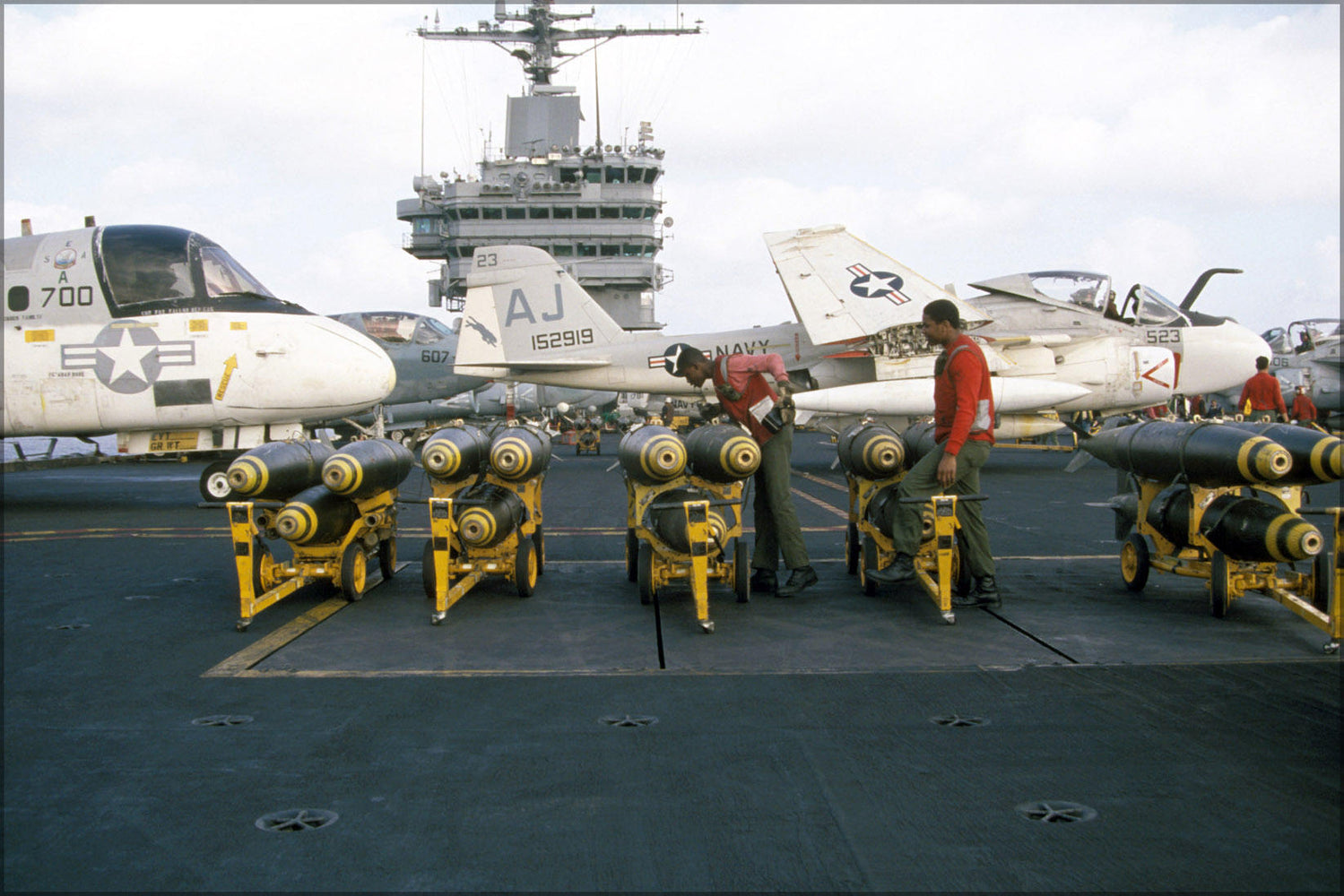 Poster, Many Sizes Available; Ordnancemen Check Mark 82 227 Kg Bombs Uss Nimitz 1987