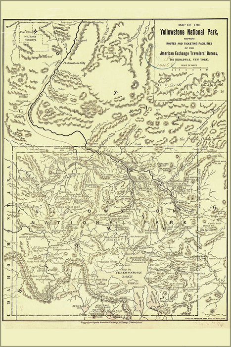 Poster, Many Sizes Available; Map Of The Yellowstone National Park 1883