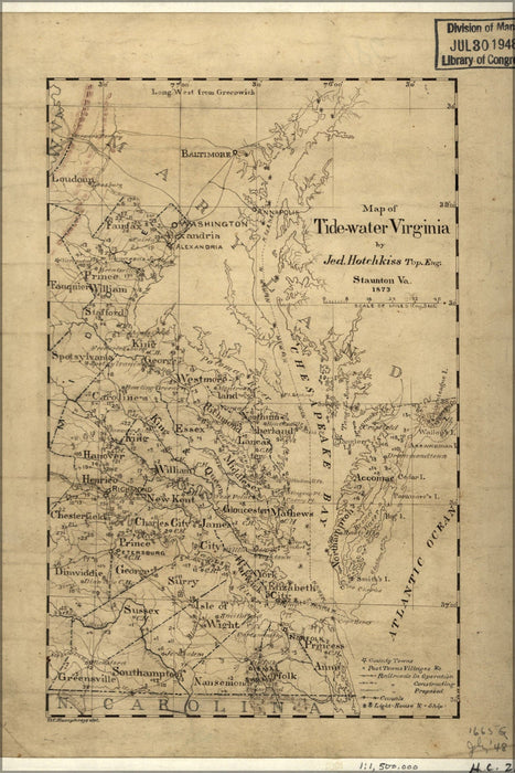 Poster, Many Sizes Available; Map Of Tide-Water Virginia 1873