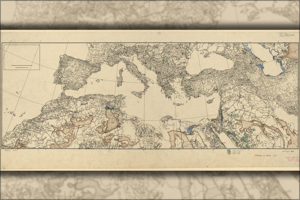 Poster, Many Sizes Available; Cia Terrain Map Of S. Europe And N. Africa P1