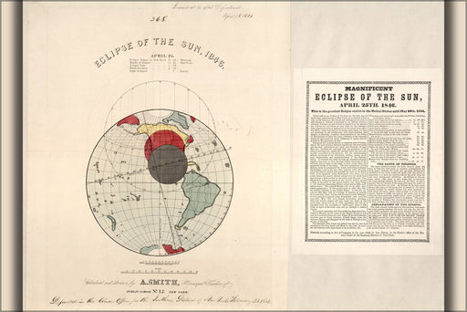 Poster, Many Sizes Available; Solar Eclipse Map 1846 April 25