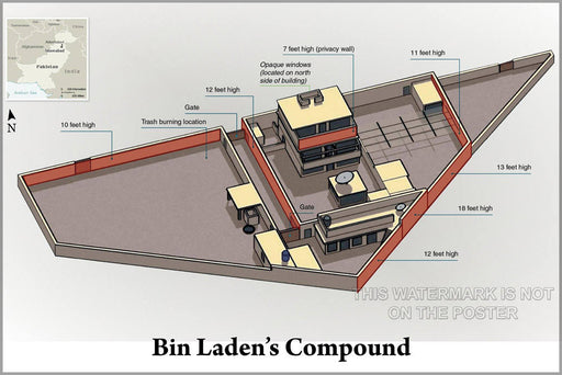 Poster, Many Sizes Available; Osama Bin Laden Compound Hideout Compound