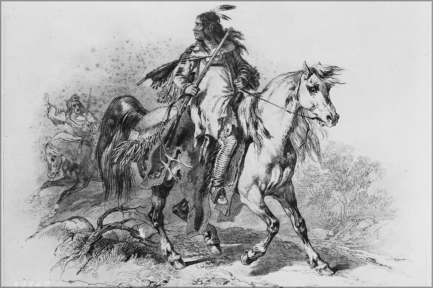 Poster, Many Sizes Available; Blackfoot Indian On Horseback, With A Rifle By Karl Bodmer