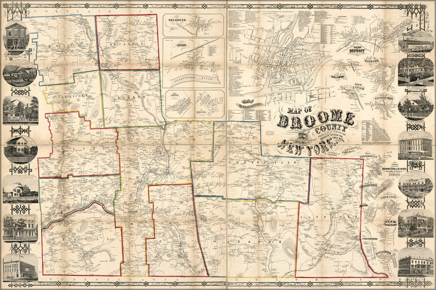 Poster, Many Sizes Available; Map Of Broome County, New York 1855