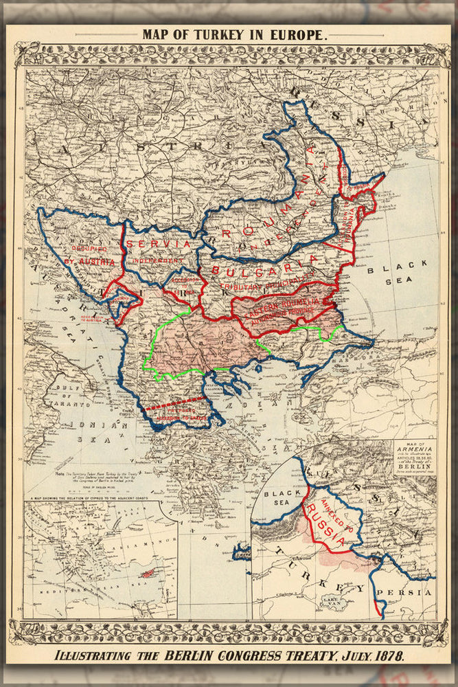 Poster, Many Sizes Available; Map Of Turkey C1878, Illustrating The Results Of The Treaty Of Berlin From 1878