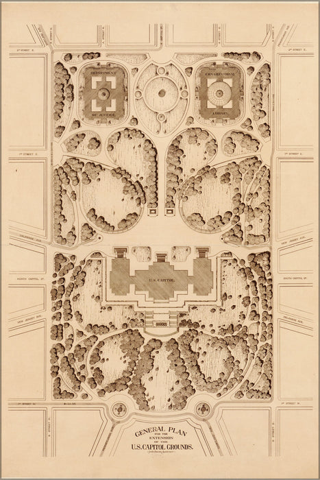 Poster, Many Sizes Available; Map Of U.S. Capitol Grounds Washington Dc 1874