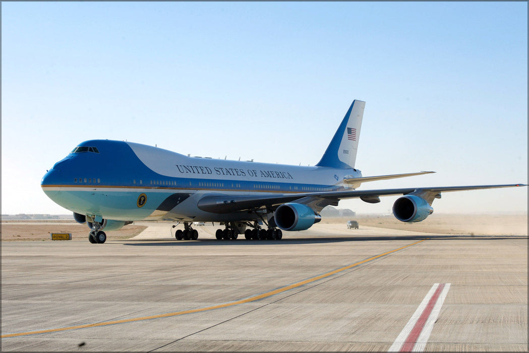 Poster, Many Sizes Available; Air Force One Carrying President And First Lady Obama Arrives In Riyadh