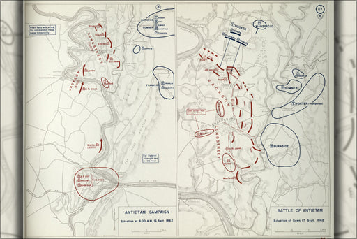 Poster, Many Sizes Available; Civil War Battle Map Of Antietam Campaign, 1862