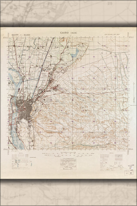 Poster, Many Sizes Available; Map Of Cairo Egypt 1928