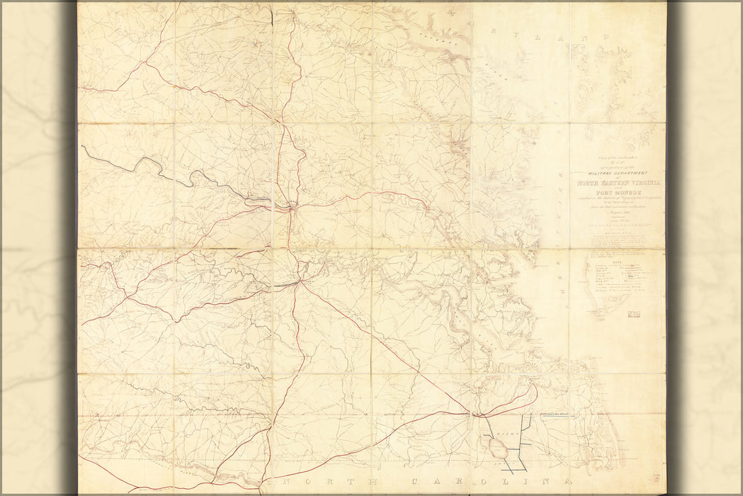 Poster, Many Sizes Available; Map Of Military Of Ne Virginia & Fort Monroe 1861