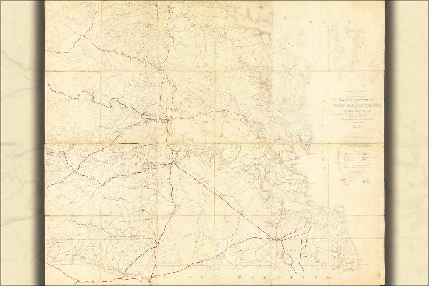 Poster, Many Sizes Available; Map Of Military Of Ne Virginia & Fort Monroe 1861