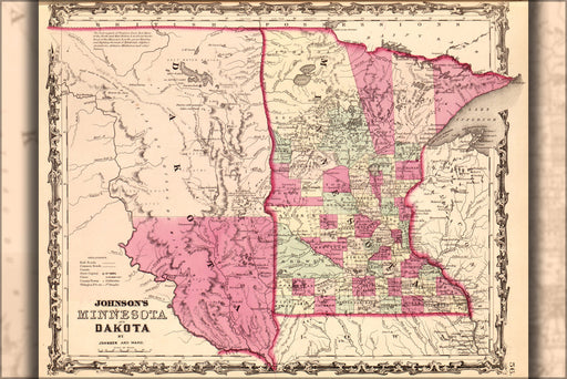 Poster, Many Sizes Available; Map Of Minnesota And Dakota 1862